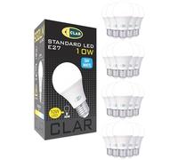 CLAR - Ampoule LED E27 4000K, Ampoule E27 60W, Ampoule LED E27 60W, Gros Culot à Vis, Lampe, 10W (Pack 20)