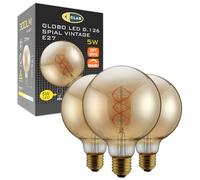 CLAR - Ampoule LED E27 Dimmable, Ampoule Decorative, Blanc Chaud 2200ºk G125 5W (Pack 3)