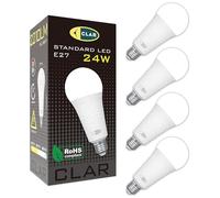 CLAR - Ampoule LED E27 Puissante 150W/200W, Économie d'Énergie, Blanc Froid 6000ºK 24W (Pack de 4)