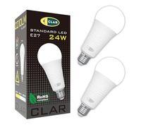 CLAR - Ampoule LED E27 Puissante 150W/200W, Economie Energie, Blanc Froid 6000ºK 24W (Pack 2)