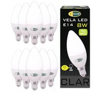 CLAR - Ampoule LED Flamme E14 Blanc Froid 8W (Pack 10)