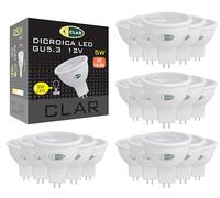 CLAR - Ampoule LED GU5.3 MR16 12 V, 5 W, 3000 K Blanc chaud, Non dimmable (Pack 20)