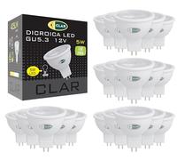 CLAR - Ampoule LED GU5.3 MR16 12 V, 5 W, 6000 K Blanc froid, Non dimmable (Pack 20)