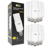 CLAR- Ampoule LED Tube E27 15W. Ampoule LED Gros Culot à Vis E27 LED 15W Équivalent à Ampoule Fluocompacte, Ampoules LEDS Diall E27. Blanc Neutre 4000ºK (Pack 10)