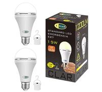 CLAR - Ampoule Rechargeable E27, Ampoule Sans Electricite, Ampoule, 15W, Sans USB (Pack 2)