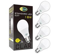 CLAR Lot de 4 ampoules LED E27 extra lumineuses 18 W, blanc froid, remplacement pour ampoule à incandescence 150 W