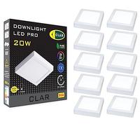 CLAR- Luminaire Plafonnier LED, Plafonnier LED, Lustre Chambre, Blanc Neutre 4000ºK, 20W 3 ans de garantie (Pack 10)