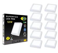 CLAR- Luminaire Plafonnier, Plafonnier LED, Lustre Chambre, Plafonnier LED Salle de Bain, 12W Blanc Neutre 4000ºK, 3 ans de garantie (Pack 10)