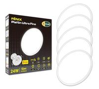 CLAR - Plafonnier LED 24W pour Salle De Bain, Salon, Chambre, Cuisine - Rond Blanc Neutre 4000K (Pack 5)