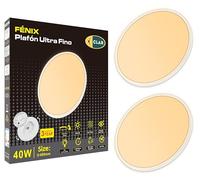 CLAR - Plafonnier LED 40 CM, Plafonnier LED Rond, Plafonnier Salle De Bain, Plafonnier LED Salon, Plafonnier LED Chambre, Plafonnier LED Cuisine, Blanc Chaud 3000K, 40W (Pack 2)