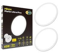CLAR - Plafonnier pour salon, chambre à coucher, plafonnier rond à LED, 40 cm, plafonnier LED rond, plafonnier 4000 K, plafonnier LED plat rond, blanc neutre 4000 K, 40 W (lot de 2)
