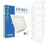 CLAR - Spot LED Carré Encastrable, Downlight Lustre pour Chambre et Bureau Blanc, Salle de Bain, 12W (Pack 5)