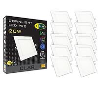 CLAR- Spot LED Carré Encastrablé,Spot LED Encastrable Downlight Carré, Lustre Chambre, Neon LED, Bureau Blanc, Downlight LED Salle de Bain 20W 3 ans de garantie (Pack 10)