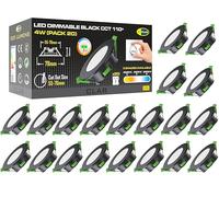 CLAR - Spot LED Encastrable Noir, Spots de Plafond, Spot LED Encastrable Salle de Bain, Spot LED Dimmable, Découpe Ø55-76mm, 4W CCT (Pack 20)