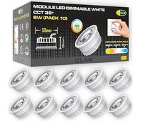 CLAR - Spot LED Encastrable Orientable Dimmable 6W, Module LED Extra Plat Ø50mm, Sélecteur De Température 38° (Pack 10)