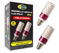 CLAR - Veilleuse Lumiere Rouge, Veilleuse Bébé Lumière, Lumiere Therapie, 8W E14 (Pack 2)