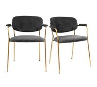 Clara-chaise en tissu cotelé carbone et métal doré brossé(x2)