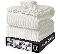 Clara Clark Couverture Polaire en Peluche coupée - Taille Couvre-lit - Couverture de lit de Luxe légère et Super Douce pour lit - Lavable en Machine - 127 x 152 cm (Blanc)