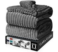 Clara Clark Couverture Polaire en Peluche coupée - Taille Double - Couverture de lit de Luxe légère et Super Douce pour lit - Lavable en Machine - 168 x 228 cm (Gris foncé)