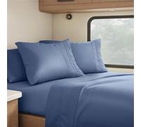 Clara Clark Drap-Housse à Poche Profonde en Microfibre Douce pour Camping-Car, Bleu Marine, Grand lit Court
