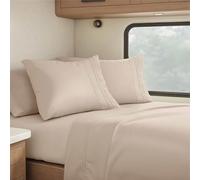 Clara Clark Drap-Housse avec Poches Profondes en Microfibre Douce pour véhicule récréatif, Beige/crème, Grand lit Court