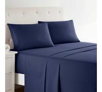Clara Clark Ensemble Parure de lit de Luxe de la Collection Premier 1800 en Microfibre à 3 Lignes, Bleu Marine, Queen Size