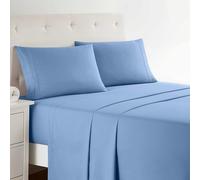 Clara Clark Ensemble Parure de lit de Luxe de la Collection Premier 1800 en Microfibre à 3 Lignes, Blue Heaven, King Size