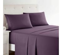 Clara Clark Ensemble Parure de lit de Luxe de la Collection Premier 1800 en Microfibre à 3 Lignes, Purple Eggplant, Queen Size