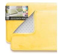 Clara Clark Lot de 2 Tapis de Bain Ultra Doux, antidérapants - Tapis de Bain en Mousse à mémoire de Forme en Velours pour Salle de Bain, 43,2 x 61,1 cm, 50,8 x 81,3 cm, Jaune Doux