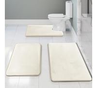 Clara Clark Lot de 3 Tapis de Bain en Velours et Mousse à mémoire de Forme avec Dos antidérapant, séchage Rapide, Blanc