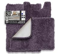 Clara Clark Lot de 3 Tapis de Salle de Bain à Poils Longs Ultra Doux - Tapis de Bain pour Salle de Bain, lavables en Machine, Dos antidérapant en Caoutchouc, Violet