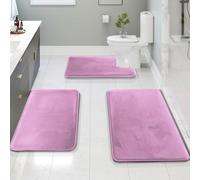 Clara Clark Lot de 3 Tapis de Salle de Bain en Velours et Mousse à mémoire de Forme pour Salle de Bain - Antidérapants, Dos en PVC, Lavable - Séchage Rapide - Lavande