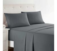 Clara Clark Parure de lit Douce pour lit Double XL - Draps résistants aux Plis, à la décoloration et aux Taches à Poches Profondes - Draps et taies d'oreiller Doux - Lit Double XL, Gris Anthracite
