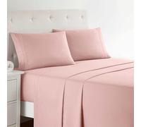 Clara Clark Parure de lit Premier série 1800 avec Poche Profonde, Infroissable, résistante à la décoloration et aux Taches avec taies d'oreiller, Grand lit, Rose Beige