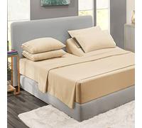 Clara Clark Premier 1800 Parure de lit avec taies d'oreiller supplémentaires - Résistante aux Plis, à la décoloration et aux Taches - Très Grand lit - Beige crème