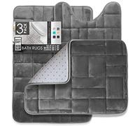 Clara Clark Tapis de Salle de Bain, Velours et Mousse à mémoire de Forme, antidérapant, Lavable en Machine, séchage Rapide, Tapis de Bain en Peluche Ultra Doux pour Salle de Bain, carrelé, Gris