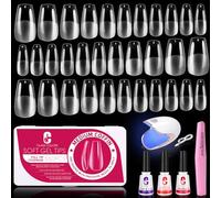 Clara Colors Capsule Americaine Ongle Kit,Faux ongles Conffin,550pcs Capsules pour ongles en acrylique,avec lampe UV portable et 3 pcs kit adhésif pour les ongles