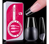 Clara Colors Faux ongles,Medium Coffin Nail Tips,No File Soft Gel Full Cover Nail Tips 550pcs Half Matte Clear Nail Gel Tips Kit for Soak Off Nail Extensions Kit,11 Sizes