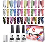 Clara Colors Vernis Semi Permanent Magnétique,9D Cat Eye Magnetic Vernis Gel Soak Off UV/LED Réfléchissant avec 12 Couleurs 8ml Auroras Diamond Effect Starter Set pour Salon Home DIY Art Gift