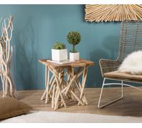 Clara - table d'appoint nature plateau carré en bois de teck 55x55cm