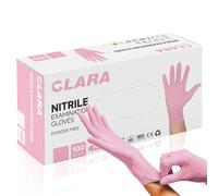 Clara The Pink Lot de 100 gants jetables en nitrile non poudrés Rose Taille L