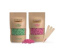 Clarabelle Professionals Haricots de cire dure brésilienne pour le visage, les sourcils, le dos, la poitrine, le bikini, les jambes, les bras et la barbe (50 g, aloe vera + rose rose)