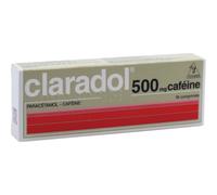 Claradol 500mg Caféine Paracétamol 16 Comprimés