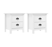 Clarence* 2 pcs Tables de chevet - Table de Lit/Armoire de rangement,Hill Blanc 46x35x49,5 cm Bois pin solide &Europ8306745