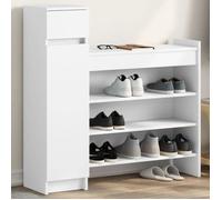 ""CLARENCE""Armoire à chaussures - 2 compartiments - blanc 100,5x28x100 cm ,Bois d'ingénierie EU892275