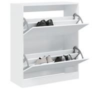 ""CLARENCE""Armoire à chaussures - 2 tiroirs rabattables - blanc 80x34x96,5 cm ,Bois d'ingénierie EU665364