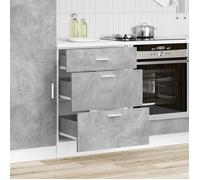 Clarence* Armoire de cuisine ""Lyon"" - Meuble cuisine/Grande Capacité -gris béton bois d'ingénierie EU537082