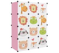 CLARENCE® Armoire de rangement pour enfants - Anti-poussière - avec 12 cubes Rose PP LL3