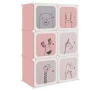 CLARENCE® Armoire de rangement pour enfants - Anti-poussière - avec 6 cubes Rose PP LL139