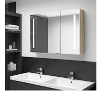 Clarence* Armoire murale à LED,SOLOMON,Meuble de salle de bain à miroir LED 89x14x62cm blanc et chêne &Europ2314617